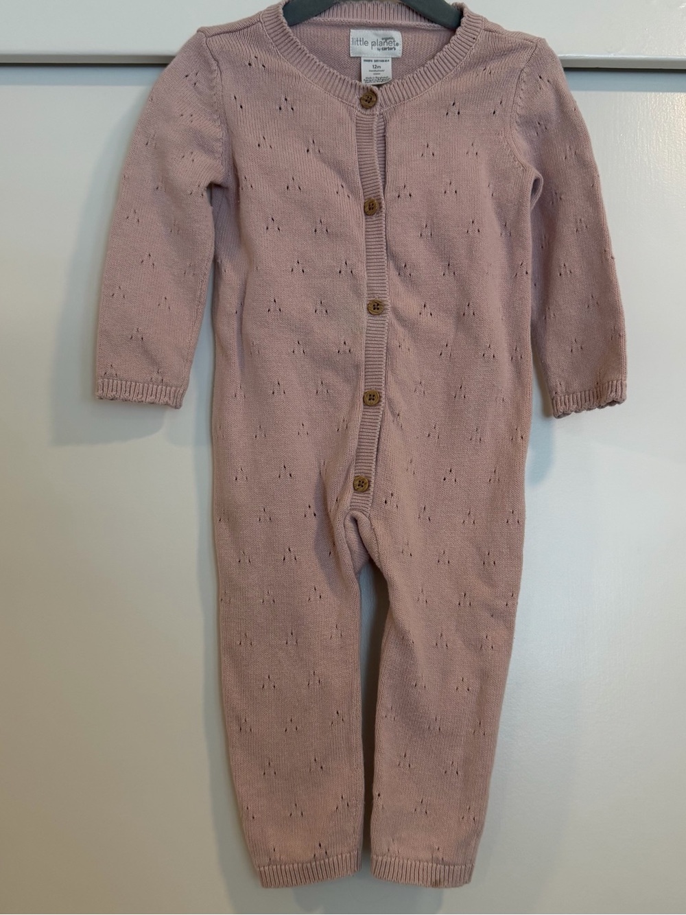 Little Planet by Carter's Organic Sweater Knit Romper 12M Mauve